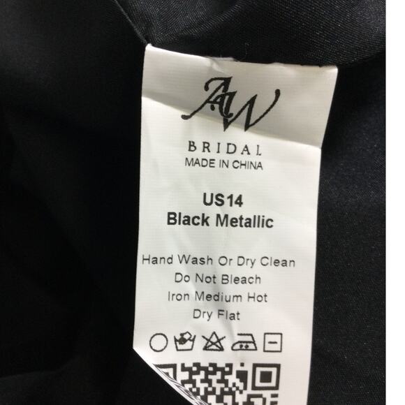 AW BRIDAL 14 1X plus black metallic Serena bridesmaid halter maxi dress NEW B157 - Picture 9 of 9